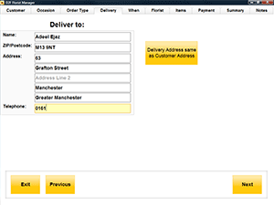 D2F Florist Manager - Delivery Screen